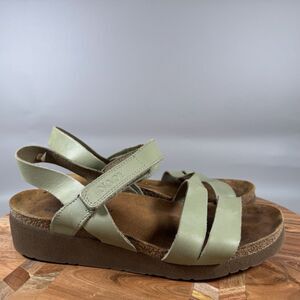 NAOT Kayla Green Leather Comfort Slingback Strappy Sandals Size 38 US 7